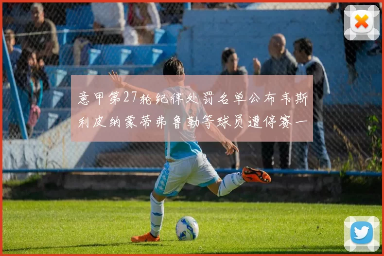 意甲第27轮纪律处罚名单公布韦斯利皮纳蒙蒂弗鲁勒等球员遭停赛一轮