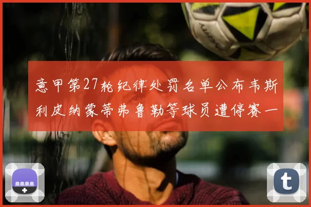 意甲第27轮纪律处罚名单公布韦斯利皮纳蒙蒂弗鲁勒等球员遭停赛一轮